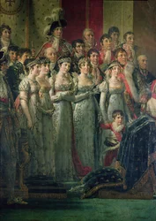 De wijding van keizer Napoleon (1769-1821) en de kroning van keizerin Josephine (1763-1814) door paus Pius VII (1742-1823) 2 december 1804, 1807 (detail)